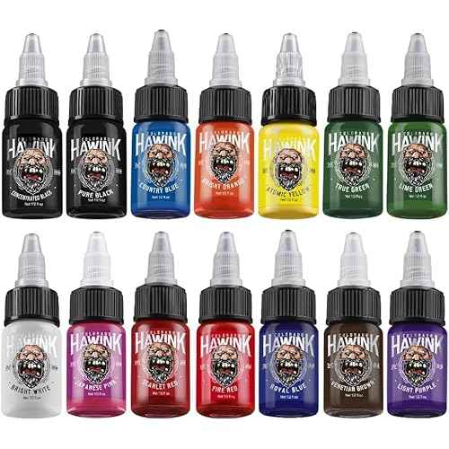 Hawink Tattoo Ink Set 1/2 oz (15ml) Tattoo Supply 14 Colors Pigment Kit Ink USA TI203-15-14