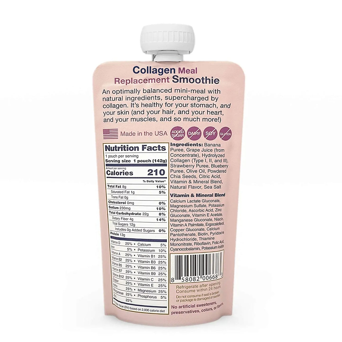 Collagen Meal Replacement Shake - Sugar-Free Nutritious Smoothie 142g