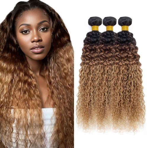 Ombre Blonde Bundle 4/27 Water Wave Bundles Human Hair Honey Blonde Bundles Human Hair 32 32 32 inch 1b/27 Water Wave Bundle Color 1BT4/27