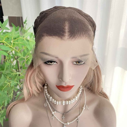 VASTCURY Rainbow Wigs Highlight Pink Blue Ombre Color 13x4 Synthetic Fiber Lace Front Wig Loose Wave 20Inch Pre Plucked Hairline for Women