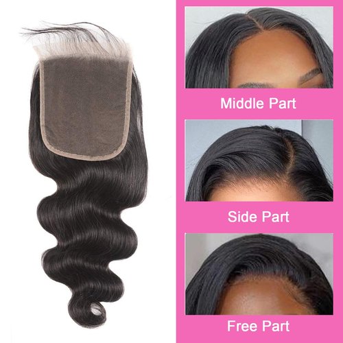 6x6 Closure Body Wave Hd Transparent Lace With Pre Plucked Baby Hair Human Hair High Density Unprocessed Brazilian Virgin Hair 10A Grade Natural Black 22 Inch For Woman