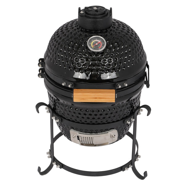 13in Round Charcoal Ceramic Grill Black for Outdoor Barbecue