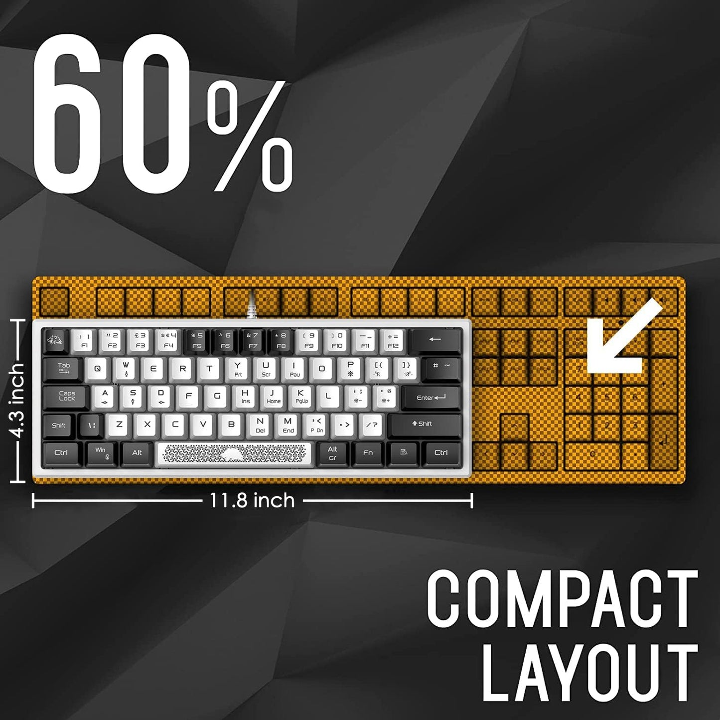 60% Gaming Keyboard and Mouse Combo Small Mini RGB Backlight Mechanical Feeling and Mechanical RGB 6400 DPI Honeycomb Optical Mouse,Gaming Mouse pad for Gamers and Typists Black
