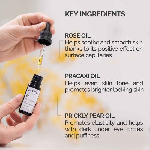 Alteya Organics Eye Serum USDA Certified Organic Skin Care 0.34 Fl Oz/10 mL Bio Damascena Award-Winning Eye Treatment With Organic Bulgarian Rose Oil Rejuvenating, Revitalizing and Clarifying