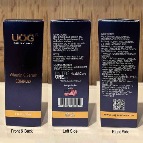UOG (United One) Super Vitamin C Face Serum - Anti-Aging, Hydrating & Firming Formula, Lifts & Firms Face, Neck, Jawline, Reduces Dark Spots, Fine Lines, Wrinkles,1 Fl Oz- Pack of 2