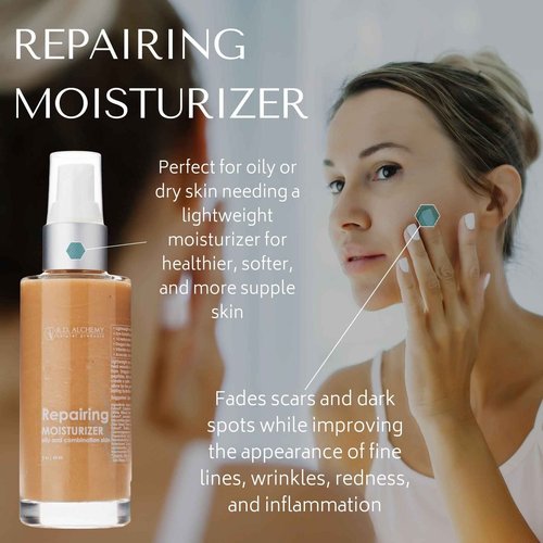 RD Alchemy - 99% Natural & Organic Repairing Moisturizer for Normal to Oily Skin - Perfect for Acne, blemish scars, dry, damaged skin that needs a lightweight, healing moisturizer with peptides and