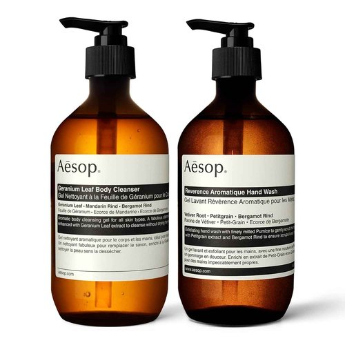 Aesop Reverence Aromatique Hand Wash & Geranium Leaf Body Cleanser | Paraben, Cruelty-Free & Vegan | 500mL/16.67oz (Set of 2)