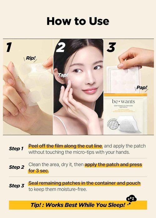 [K-Beauty] Bewants Deep Toning Glutathione Ampoule Serum | Korean Skincare with Vitamin C & Calendula Extract, 1.01 fl.oz & Bewants Deep Toning Glutathione Spot Patch