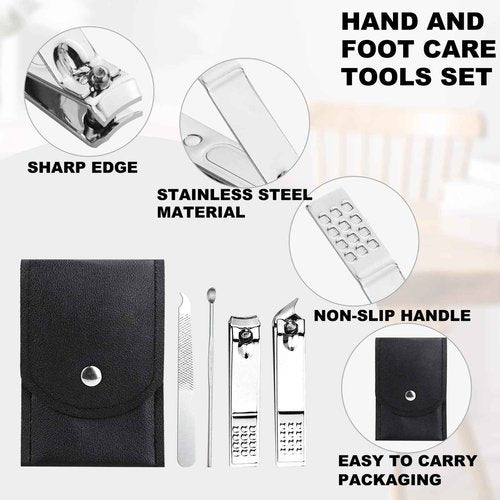 HAIFOTRVA 100 Sets Finger Nail Clipper Set Bulk,4 in 1 Black Adult Stainless Steel Travel Manicure Kit with Case Individually Wrapped Nail Clippers Bulk for Homeless,Hotel,Charity