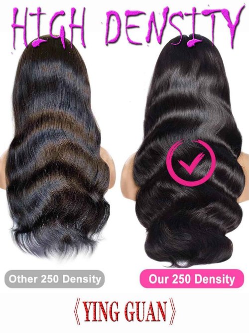 Ying Guan 250 Density Hd Lace Front Wigs Human Hair Wear and Go Glueless Wigs Human Hair Pre Plucked Lace Bleached Knots Lace Front Wig 250 Density body wave Wig 13x4 Body Wave frontal Wigs 24 inch