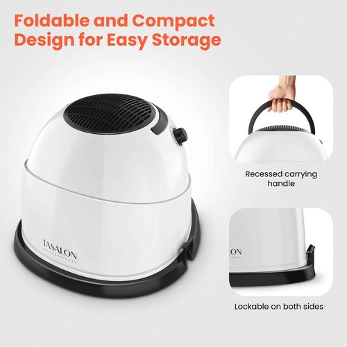 TASALON 1875W Ionic Hooded Hair Dryer Bonnet with 3 Heating Settings, Professional Sit Under Hair Dryers for Women with Ceramic Technology, Portable Hair Dryer with Hood, Hooded Dryer for Home & Salon