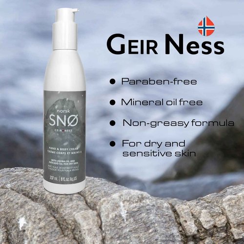 Geir Ness NORSK SNØ Hand & Body Cream - Dry Skin Lotion - Single Use Deep Moisturizer with Essential Oils
