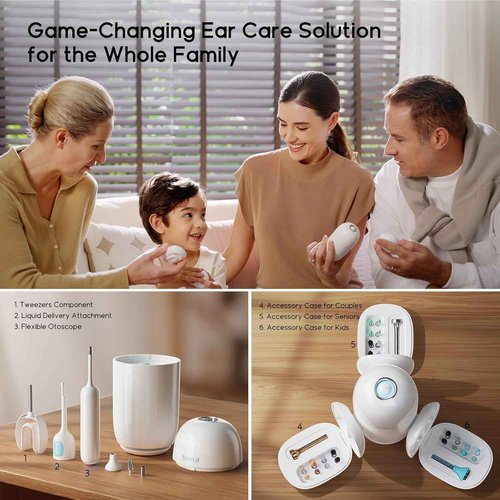 Bebird Home 30S Ear Wax Removal, Smart Ear Care System Cleaner Kit, Wireless Scope Silicone Flex Earscope Camera, UVC LED Light, Visual Wax Cleaning Dropper, Wax Removal Tweezer Tool Adult/Kids
