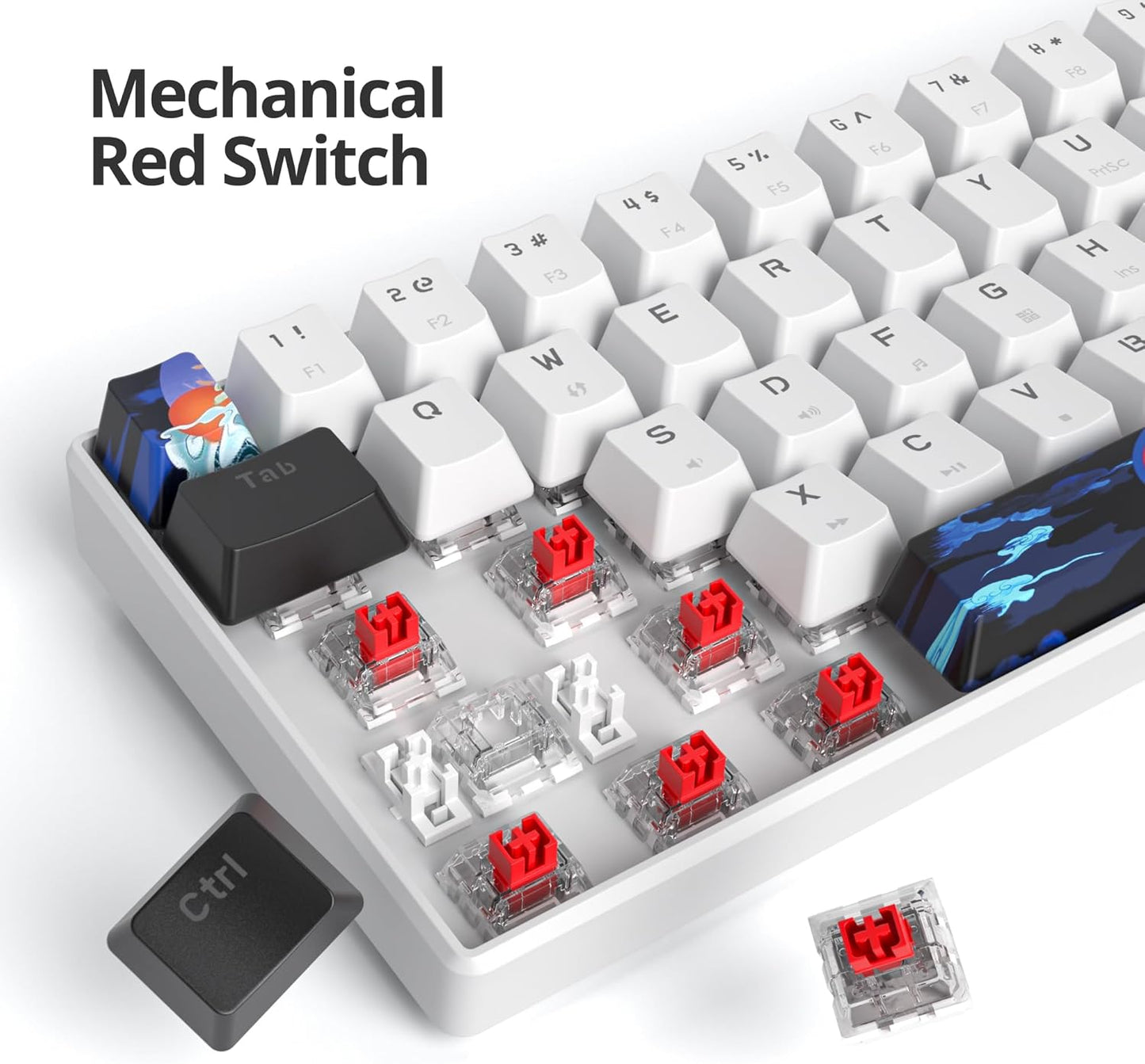60 Percent Gaming Keyboard 61 Keys Wired Mechanical Keyboard Ultra Compact Key Board Red Switch LED Backlit for Windows Laptop Gamer