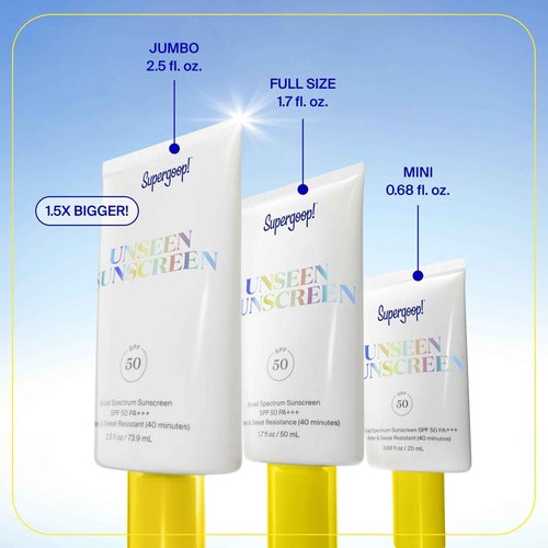 Supergoop! Unseen Sunscreen - SPF 50 - Clear & Invisible Face Sunscreen + Broad Spectrum + Makeup-Gripping Primer - Weightless, Scentless, Oil Free - For All Skin Types & Tones - 2.5 fl oz, 2 Pack