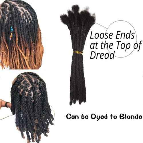 BESHINNAAUL 100% Human Hair Handmade Permanent Dreadlocks Natural Black #1B Locs extension Small Size(diameter 0.4cm) 10inch 20 Strands/Pack