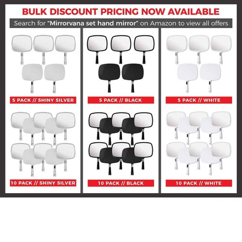 Mirrorvana Pack of 5 Large & Comfy Hand Held Mirror (Black)
