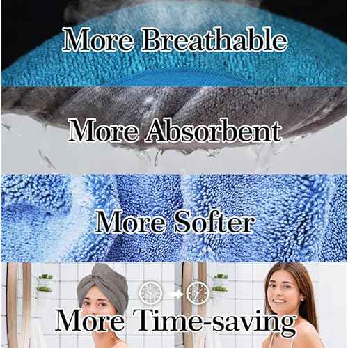 YoulerTex Microfiber Hair Towel Hair Wrap: 2 Pack 10X26 Hair Dryer Towels for Women Absorbent Turban Twist Hair Drying Shower Cap Curly Hair Products for Hair Care Hair Accessories (02 2-Pcs Gray)