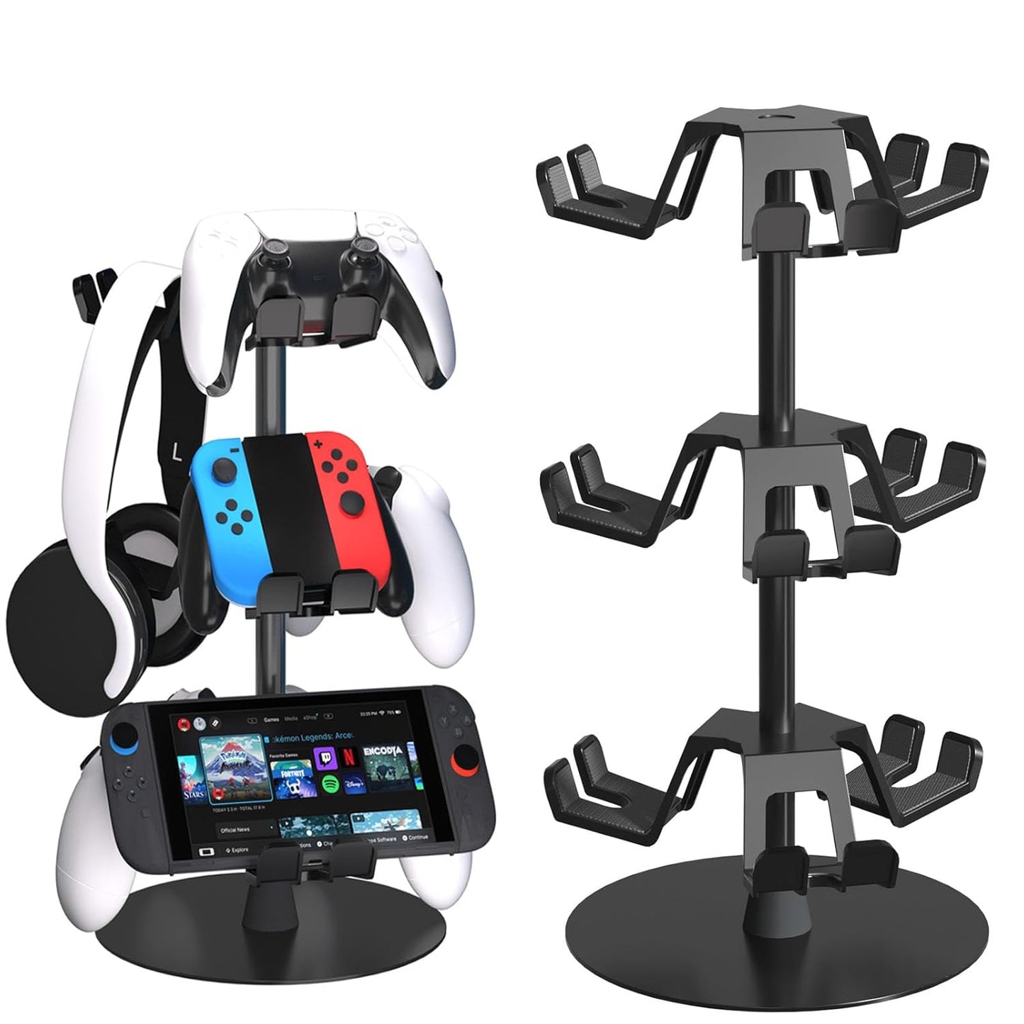 ZYTHRONE Controller&Headset Holder Gaming Rotatable Gamepad Stand Compatible with PS4/PS5/Xbox/Switch 2 Aluminum Alloy (3 Tiers)