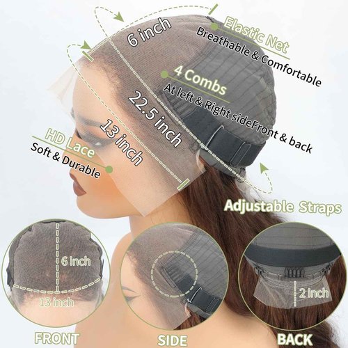 QBRVP 200 Density Body Wave 13x6 Hd Lace Front Wigs Human Hair Pre Plucked Chocolate Brown Lace Front Wig Colored Human Hair Wigs for Black Women Brown Wig Human Hair 20 Inch