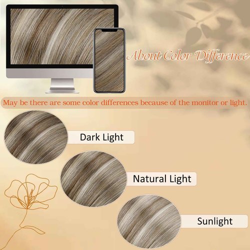 Full Shine Invisible Tape in Hair Extensions Seamless Real Hair Extensions Tape in Dark Brown Roots 3/8/22 Balayage Tape in Hair Extensions 22 Inch and 24 Inch