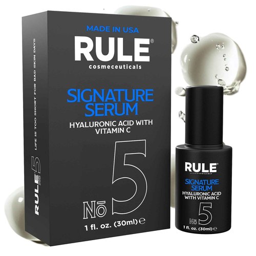 RULE No.5 Vitamin C Face Serum for Men with Hyaluronic Acid, Caviar & Niacinamide, Signature Anti-Aging Antioxidant Serum for Face Fine Lines, Wrinkles, Dark Spots, Brightening Skin, 30 mL