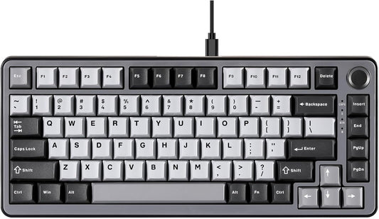 YUNZII RT75 Rapid Trigger Gaming Keyboard,Hall Effect Magnetic Switch,Adjustable Actuation Esports,75% TKL Layout with Knob,RGB Backlit, PBT Keycaps for Mac/Win (Black, Gateron Silky Pro Switch)