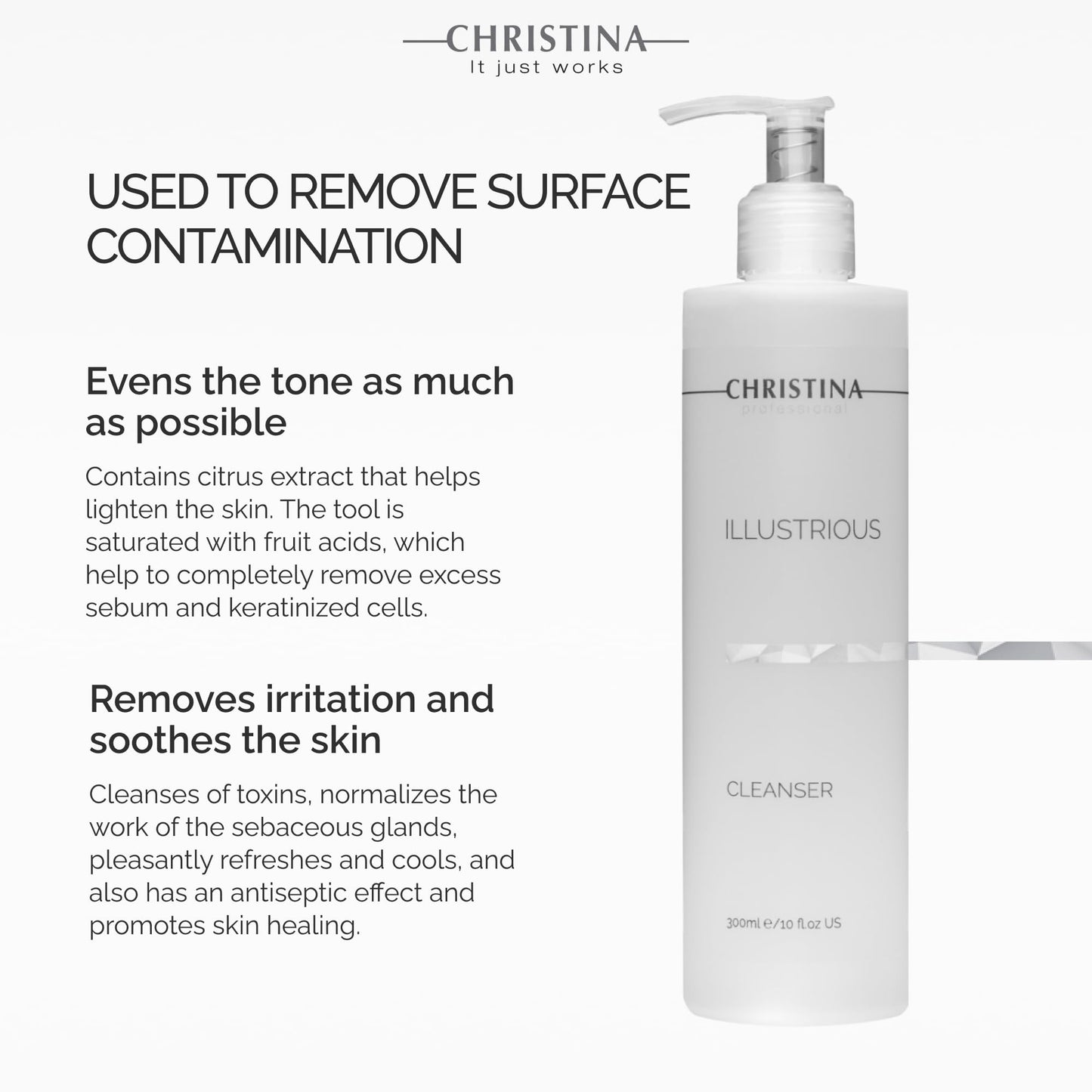 -CHRISTINA- Illustrious Refreshing AHA Facial Cleanser | Gentle Glycolic Acid Face Wash | Infused with Witch Hazel for Even Skin Tone & Radiance | For All Skin Types 300ml / 1 fl.oz