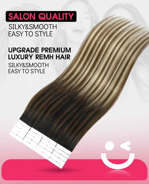 Youngsmile Invisible Tape in Hair Extensions Human Hair #1B/4/27 Natural Black to Chocolate Brown and Caramel Blonde 20pcs 40g 18 Inch Injection Tape in Hair Extensions Human Hair (#1B/4/27,18'')