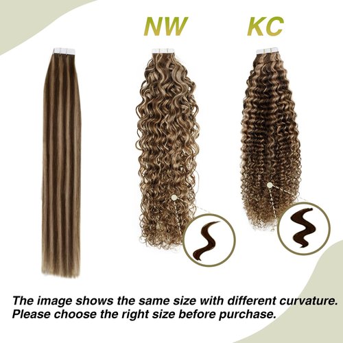 Easyouth 22 Inch Curly Tape in Hair Extensions Real Human Hair Tape in Extensions Black Human Hair Natural Tapes on Human Hair Extension 20Pcs 50g