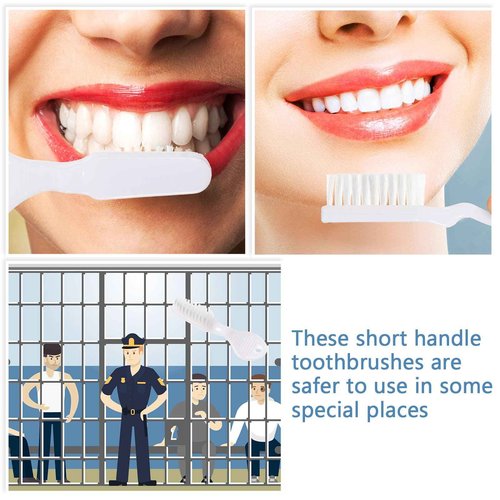 Nuogo 500 Pieces Mini Toothbrush Bulk Disposable Toothbrushes Thumbprint Individually Packaged Security Toothbrush with Short Handle Soft Bristles Prison Tooth Brush for Camping Travel