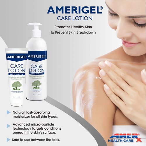 AMERIGEL Care Lotion Bundle - Hypoallergenic Moisturizer (6 oz.) Rehydrates & Soothes Dry Skin - Care Lotion for Diabetic Skin Care (16 oz.) Soothes Irritated Skin