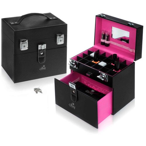 SHANY Color Matters - Makeup Travel Case Nail Accessories Organizer and Makeup Train Case - Makeup Storage Box - Black