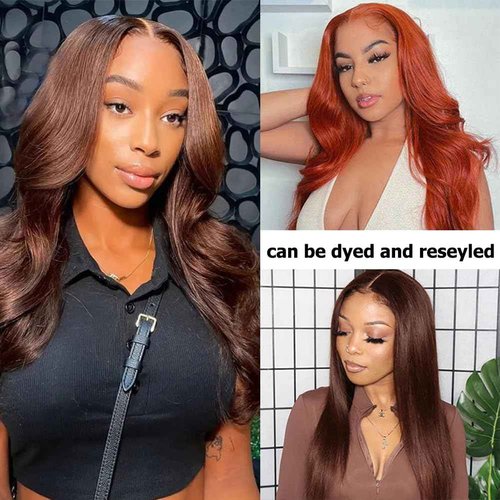 Lace Front Wigs Human Hair Chocolate Brown 13x4 Body Wave Transparent Lace Frontal Wigs for Black Women Human Hair with Baby Hair Pre Plucked For Black Women 180 Density 24 Inch