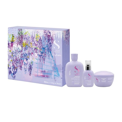 Alfaparf Milano Semi di Lino Smooth Gift Set for Frizzy Hair - Sulfate Free Shampoo, Mask and Smoothing Cream - Controls Frizz - Humidity Protection - Adds Shine and Softness