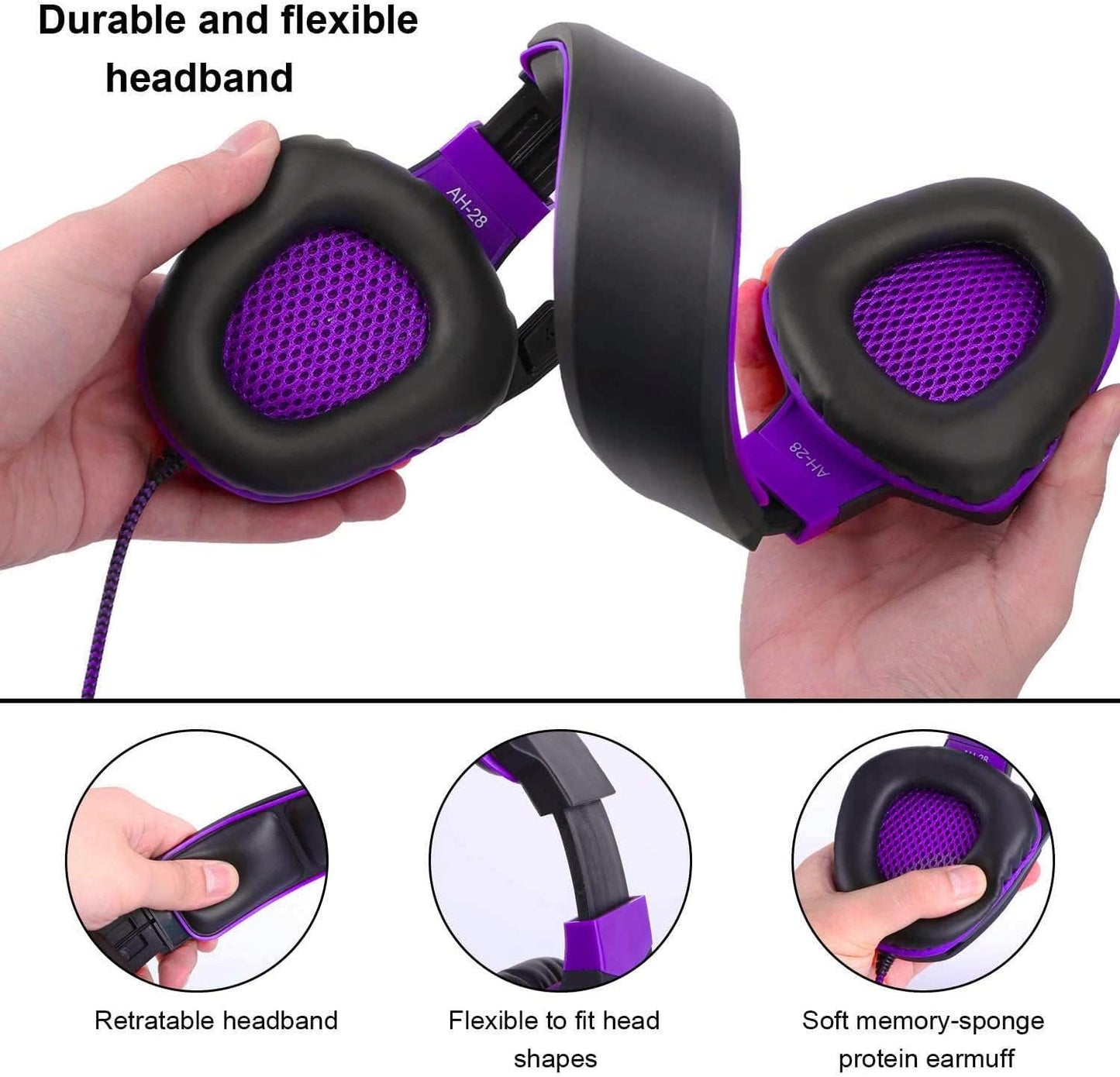 Anivia AH28 Over Ear Headphones Wired Stereo Computer Headsets Gaming Headset with Mic, Bass with Volume Control, Noise Isolating for Multi-Platforms