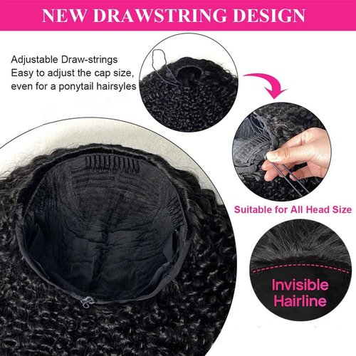 SOXSKIX Half Wig Human Hair 20 Inch Water Wave Half Wig 3 in 1 Glueless Wigs 200 Density Wear and Go Wigs Seamless Flip Over with Drawstring Beginner Friendly Curly Wig Headband Wig for Women