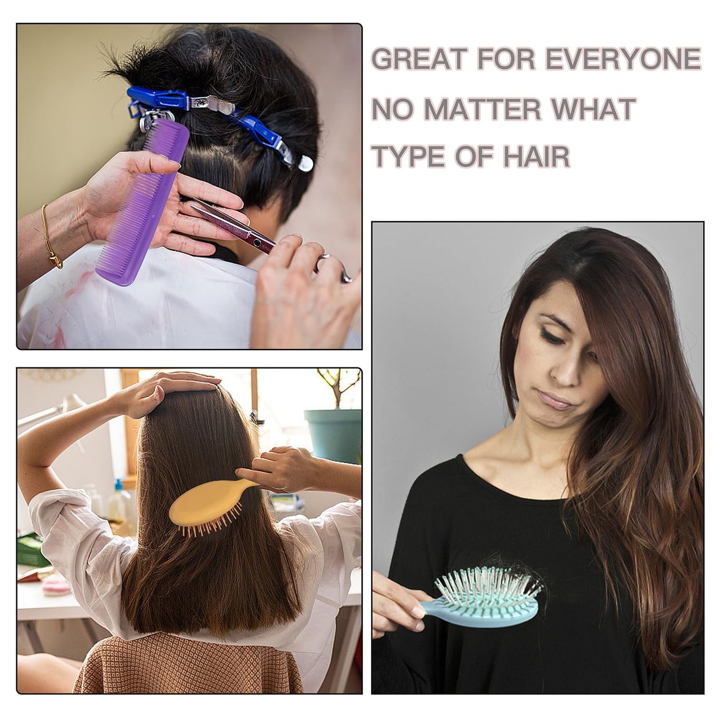 112 Pieces Mini Hair Brush, Detangling Hair Combs Set, Include 56 Travel Mini Brush for Hair 56 Fine Wide Hair Combs Wet Dry Hair for Girls Women Boys Men