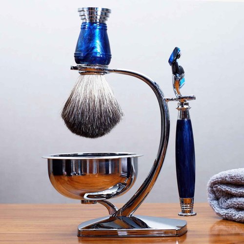 Magyfosia Luxury Shaving Razor Kit for Men with 5-Layer Shave Blade,Badger Hair Shaving Brush and Soap BowL,Unique Shaving Present Tool for Him