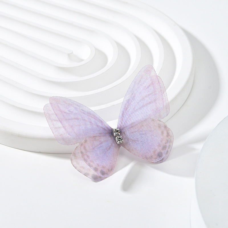 Double Layer Mesh Butterfly Jewelry Headdress with Floral Print - DIY Handmade