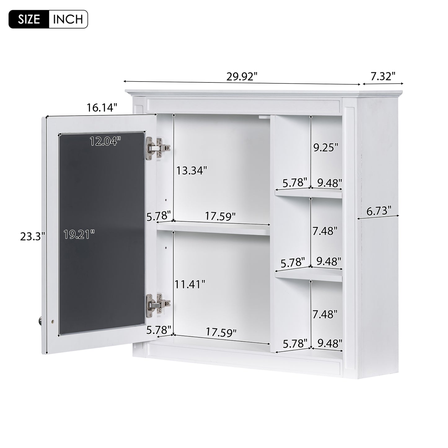 30'' Modern Bathroom Vanity with Sink & Mirror Cabinet - White
