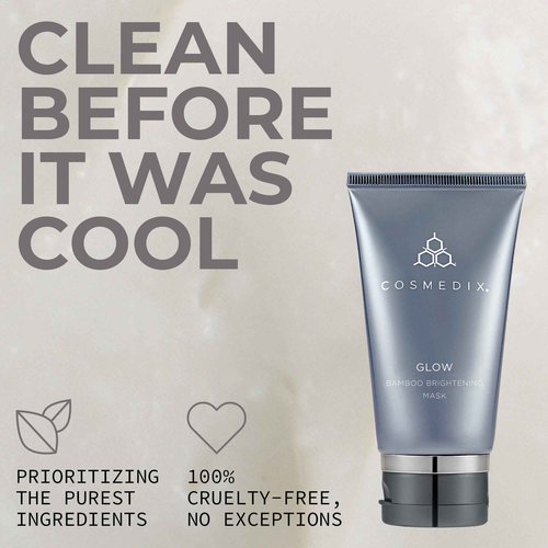 COSMEDIX Glow Bamboo Brightening Facial Mask - PM Exfoliating Facial Scrub for Tired, Dull & Uneven Skin - Anti-Aging Gentle Night Face Exfoliator with Bamboo & Niacinamide - All Skin Types