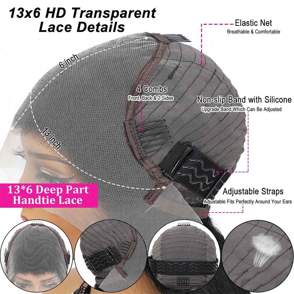 30 Inch HD Lace Front Wigs Human Hair Wigs for Black Women 13x6 Lace Front Wigs Body Wave Lace Front Wigs Human Hair Glueless Wigs Pre Plucked Transparent Lace Wigs