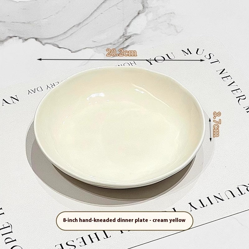 8-Inch Ceramic Dinner Plate - Deep Round Food Plate for Kitchen & Dining