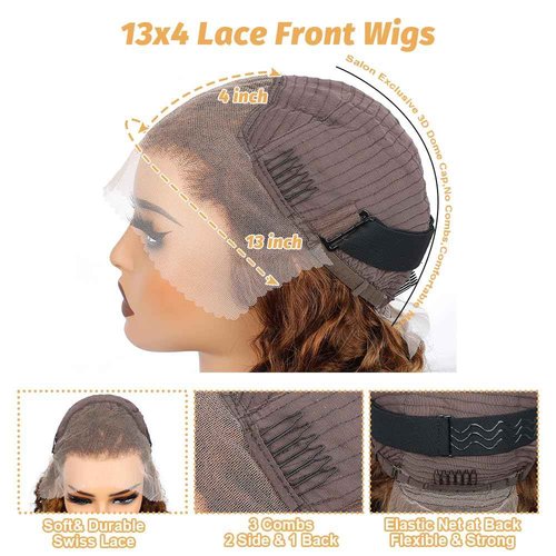 Ladoux Ombre Lace Front Wig Human Hair 13x4 HD Transparent Deep Wave for Women 180% Density 4/27 Honey Blonde Colored Highlight Curly Glueless Wigs 20Inch Pre Plucked with Baby Hair