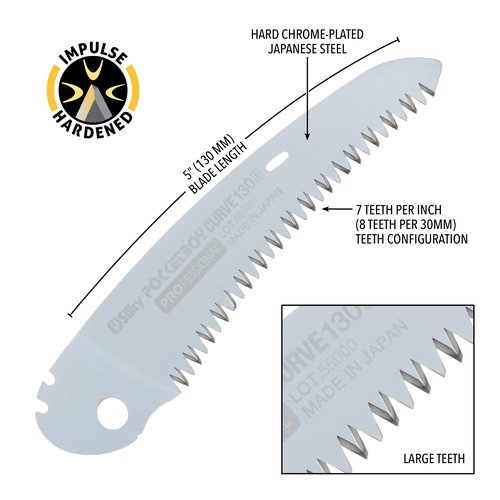 Silky Replacement Blade Only PocketBoy Curve 130mm Large Teeth (727-13)