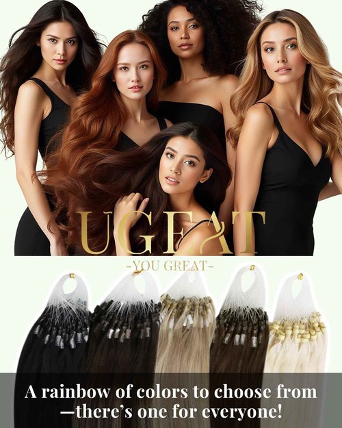 Ugeat Microlink Hair Extensions Ombre for Long Length 24 Inch Balayage Micro Bead Real Human Hair Extensions Light Brown Ombre Platinum Blonde Straight Cold Fusion with Micro Beads 50S 50S