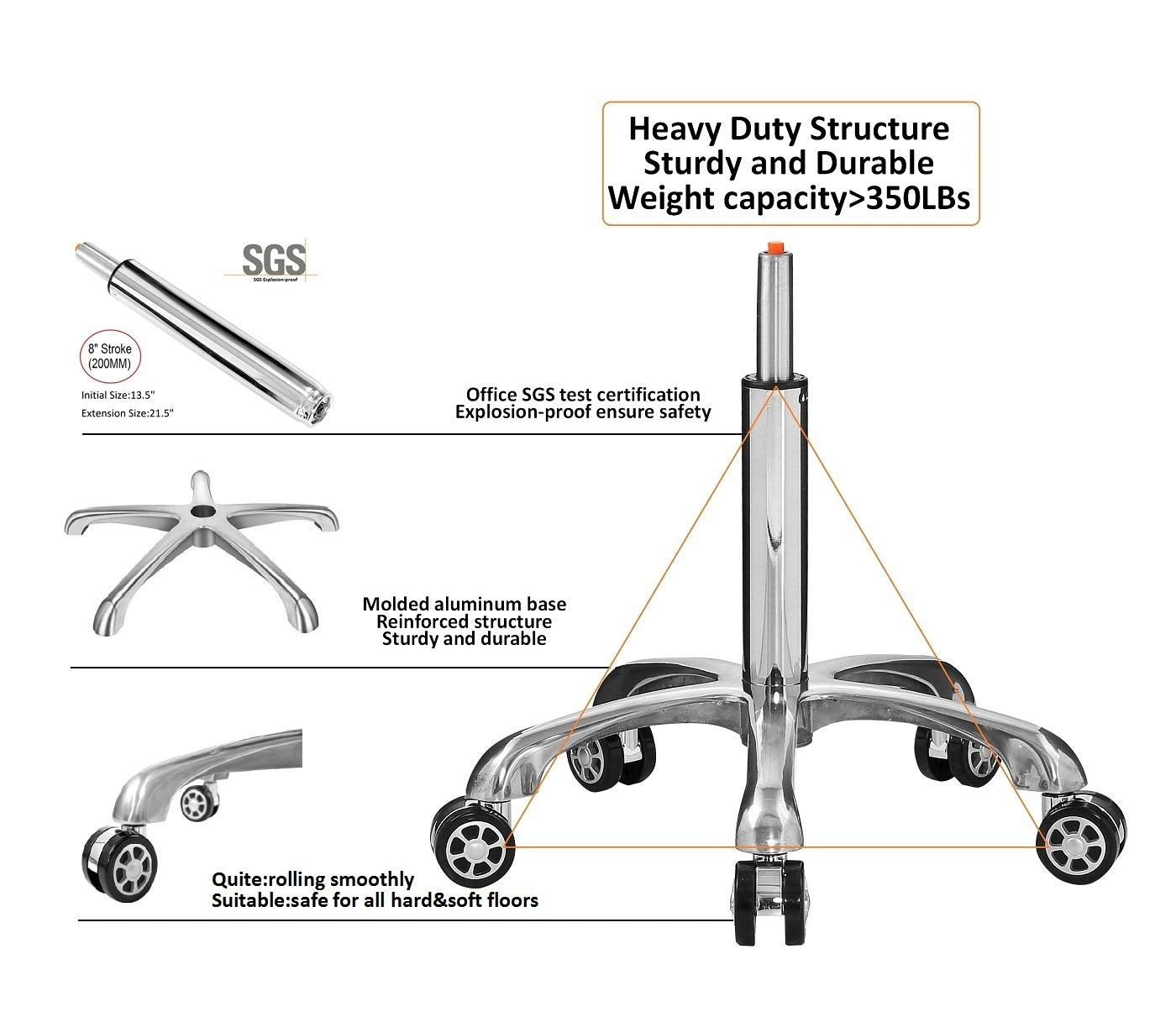 Professional Swivel Rolling Stool Adjustable Height Hydraulic Stool with Wheels for Clinic Dentist Spa Massage Salons Studio (Black)