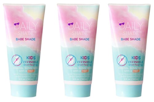 Daily Shade Babe Shade Kids Tinted Mineral Sunscreen for Face with SPF 30 - Non-Nano Zinc, Reef Safe, Travel Size Water Resistant & Hypoallergenic Skin Care Formula for All Types of Skin Tone - Pack 3