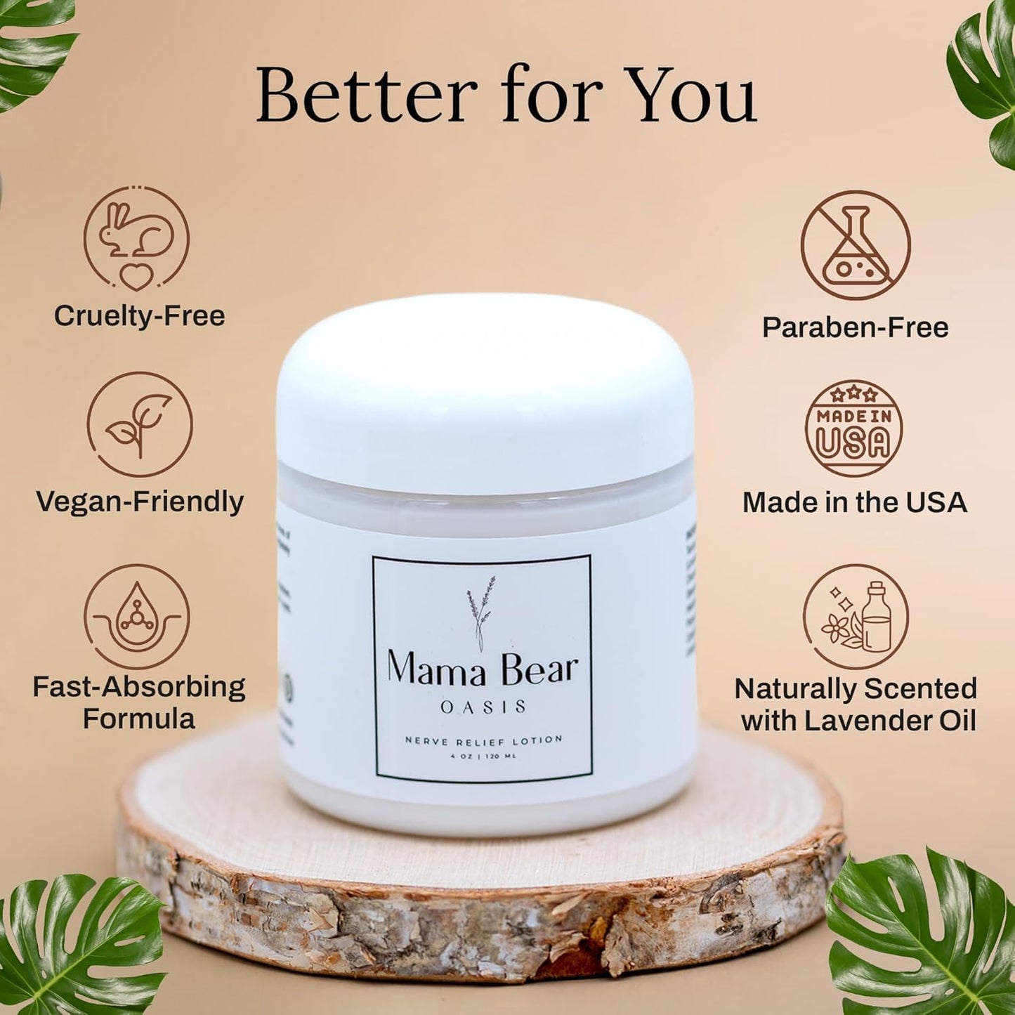 Mama Bear Oasis Lotion - Neuropathy Nerve Therapy & Relief Cream - Maximum Strength Relief Cream for Foot, Hands, Legs, Toes Includes Magnesium, Arnica, Vitamin B6, Aloe Vera, MSM (Pack of 3)